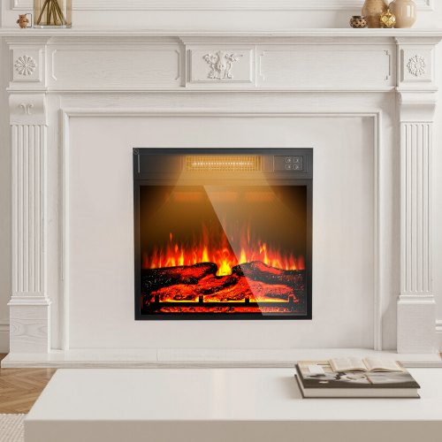 Electric Fireplace Insert 18 inch Recessed and Wall Mounted with Adjustable