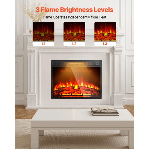 Electric Fireplace Insert 23 inch Recessed and Wall Mounted with Adjustable