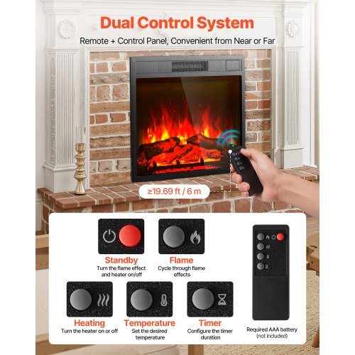 Electric Fireplace Insert 23 inch Recessed and Wall Mounted with Adjustable