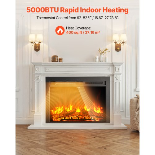 Electric Fireplace Insert 28.5 inch Recessed and Wall Mounted with Adjustable