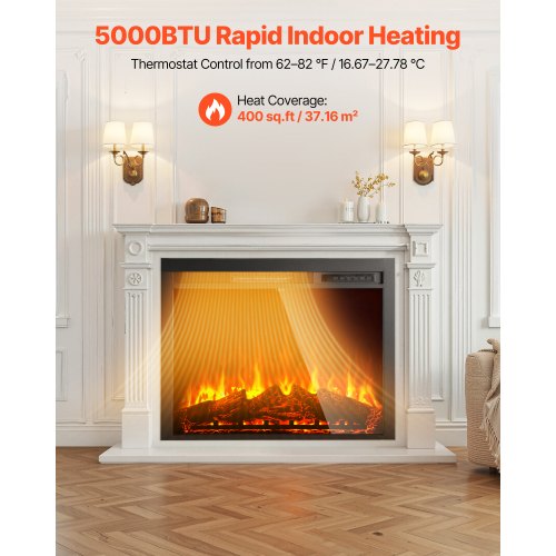 Electric Fireplace Insert 35 inch Recessed and Wall Mounted with Adjustable