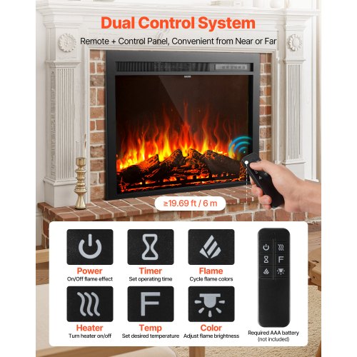Electric Fireplace Insert 35 inch Recessed and Wall Mounted with Adjustable