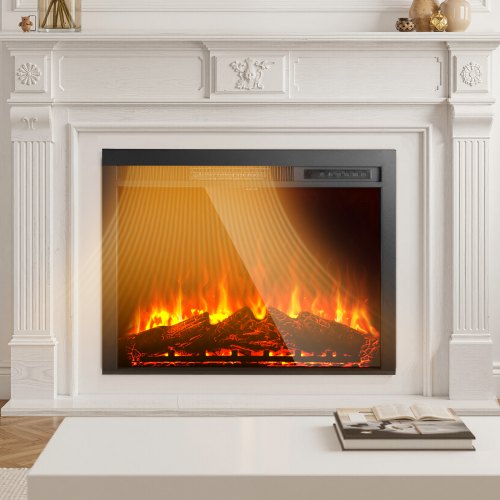 Electric Fireplace Insert 35 inch Recessed and Wall Mounted with Adjustable