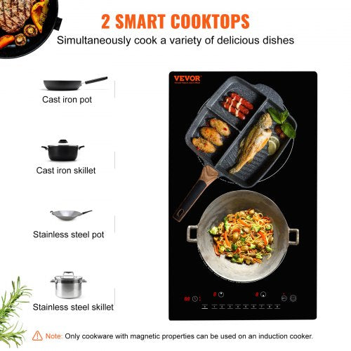 Electric Cooktop 2 Burners 12 Induction Stove Top Builtin Magnetic
