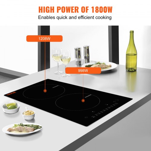 Electric Cooktop 2 Burners 12 Induction Stove Top Builtin Magnetic
