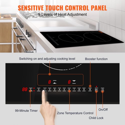 Electric Cooktop 2 Burners 12 Induction Stove Top Builtin Magnetic 1