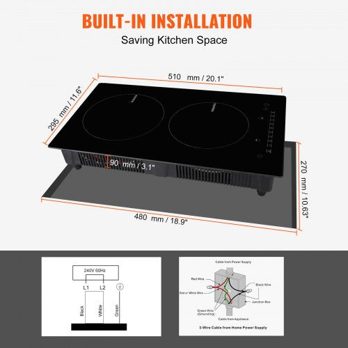 Electric Cooktop 2 Burners 12 Induction Stove Top Builtin Magnetic 1