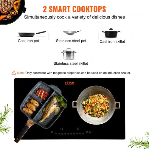 Electric Cooktop 2 Burners 24 Induction Stove Top Builtin Magnetic