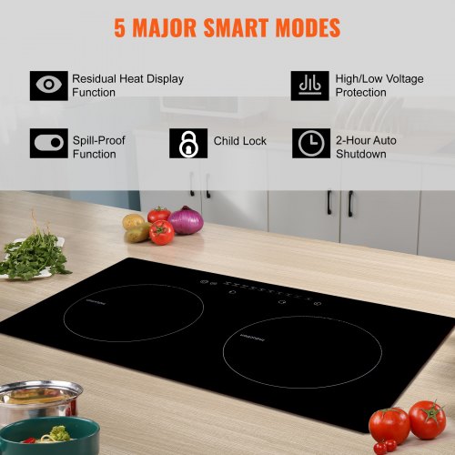 Electric Cooktop 2 Burners 24 Induction Stove Top Builtin Magnetic