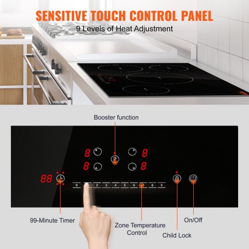 Electric Cooktop 4 Burners 30 Induction Stove Top Builtin Magnetic
