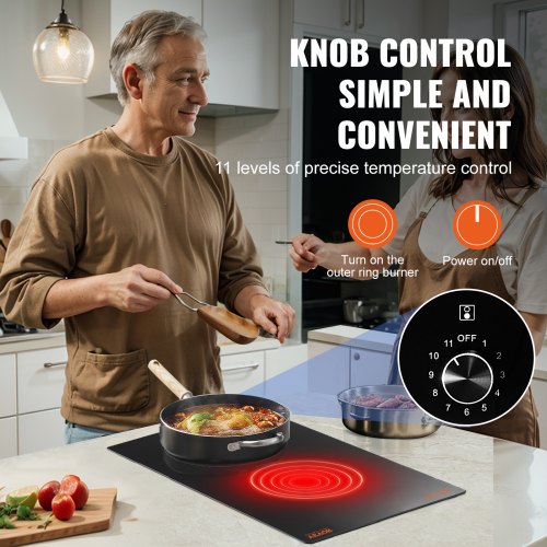 Electric Cooktop 12 inch 2 Burners Builtin Electric Stove Top 1800W