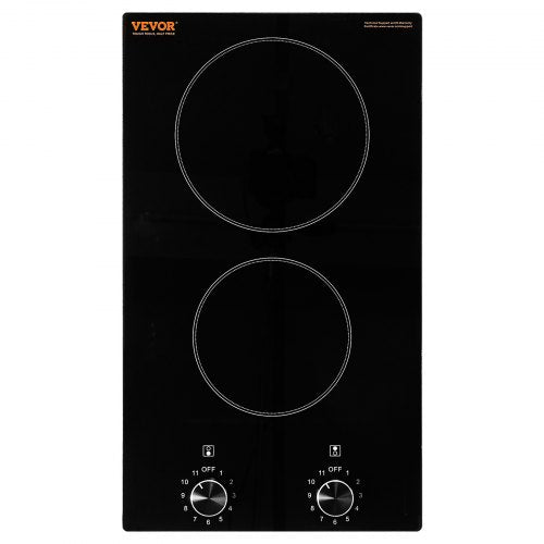 Electric Cooktop 12 inch 2 Burners Builtin Electric Stove Top 1800W