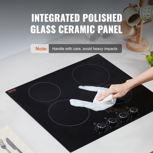 Electric Cooktop 24 inch 4 Burners Builtin Electric Stove Top 6000W