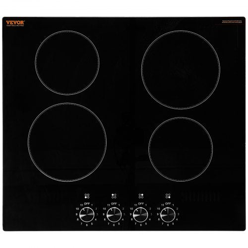 Electric Cooktop 24 inch 4 Burners Builtin Electric Stove Top 6000W