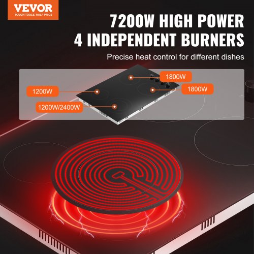 Electric Cooktop 30 inch 4 Burners Builtin Electric Stove Top 7200W