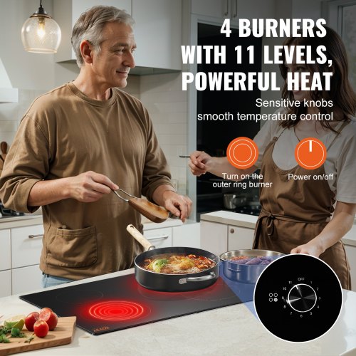 Electric Cooktop 30 inch 4 Burners Builtin Electric Stove Top 7200W
