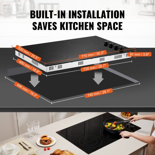 Electric Cooktop 30 inch 4 Burners Builtin Electric Stove Top 7200W