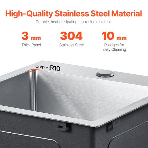 15 inch Kitchen Sink Workstation 304 Stainless Steel Top Mount Sinks