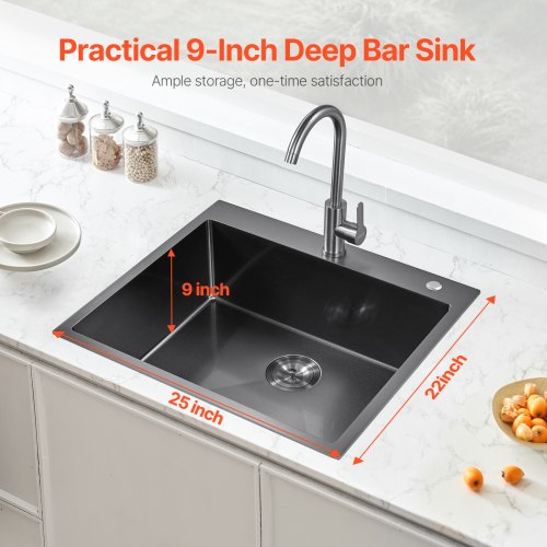 25 inch Kitchen Sink Workstation 304 Stainless Steel Top Mount Sinks