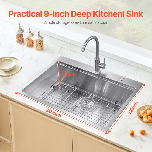 30 inch Kitchen Sink Workstation 304 Stainless Steel Top Mount Sinks