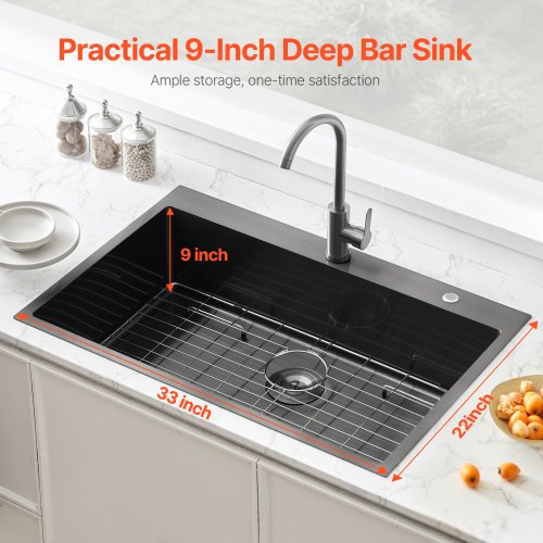 33 inch Kitchen Sink Workstation 304 Stainless Steel Top Mount Sinks
