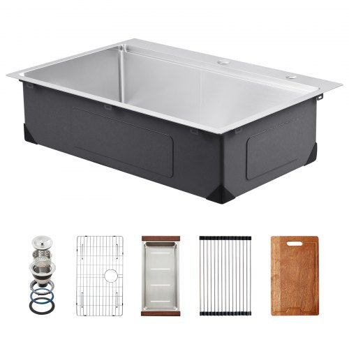 33 inch Kitchen Sink Workstation 304 Stainless Steel Top Mount Sinks