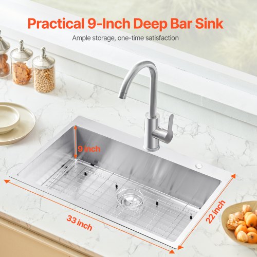 33 inch Kitchen Sink Workstation 304 Stainless Steel Top Mount Sinks