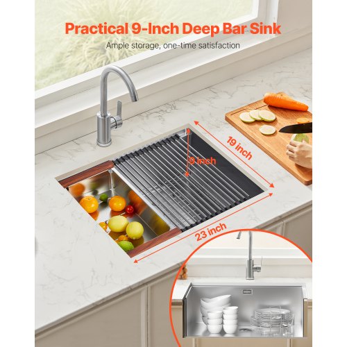 23 inch Kitchen Sink Workstation 304 Stainless Steel Undermount Sink