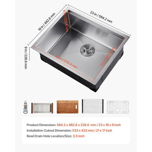 23 inch Kitchen Sink Workstation 304 Stainless Steel Undermount Sink