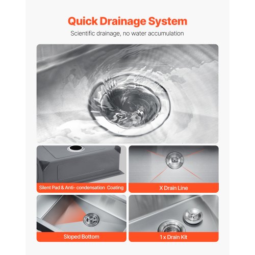 27 inch Kitchen Sink Workstation 304 Stainless Steel Undermount Sink