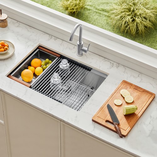 27 inch Kitchen Sink Workstation 304 Stainless Steel Undermount Sink