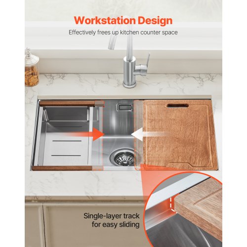 32 inch Kitchen Sink Workstation 304 Stainless Steel Undermount Sink