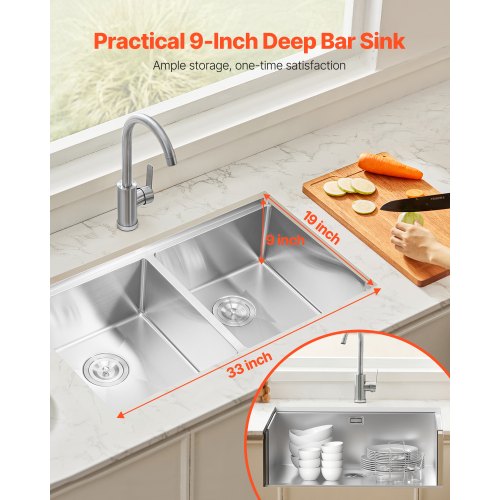 33 inch Kitchen Sink Workstation 304 Stainless Steel Undermount Sink