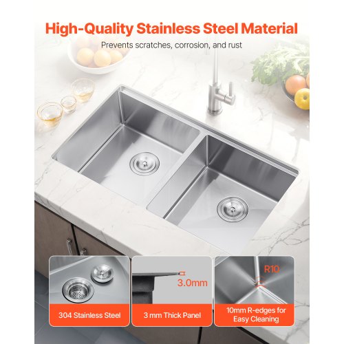 33 inch Kitchen Sink Workstation 304 Stainless Steel Undermount Sink