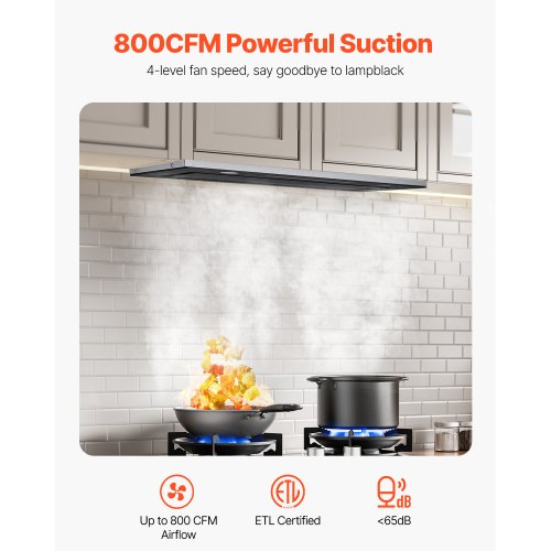 Range Hood Insert 30 Inch Builtin Kitchen Vent Hood 800CFM Stainless