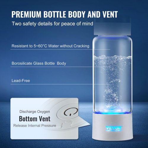 Hydrogen Water Bottle Generator 380 ml 134 oz Capacity Portable Hydrogen