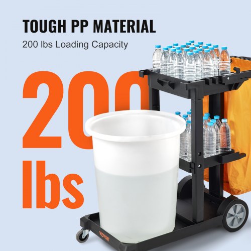 Cleaning Cart 3Shelf Commercial Janitorial Cart 200 lbs Capacity Plastic