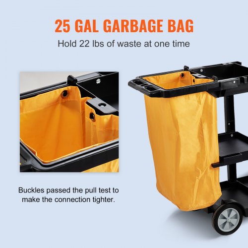 Cleaning Cart 3Shelf Commercial Janitorial Cart 200 lbs Capacity Plastic