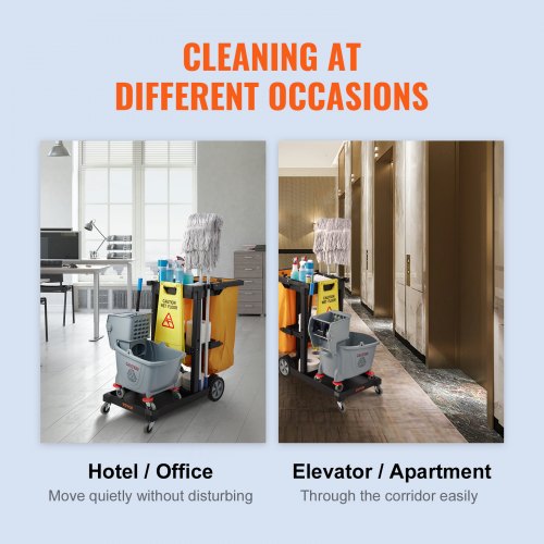 Cleaning Cart 3Shelf Commercial Janitorial Cart 200 lbs Capacity Plastic