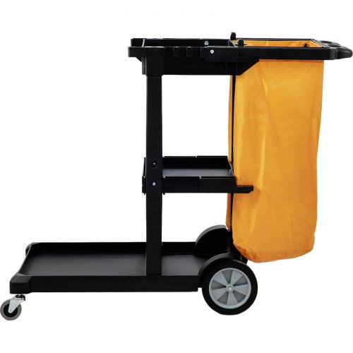 Cleaning Cart 3Shelf Commercial Janitorial Cart 200 lbs Capacity Plastic