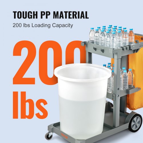 Cleaning Cart 3Shelf Commercial Janitorial Cart 200 lbs Capacity Plastic