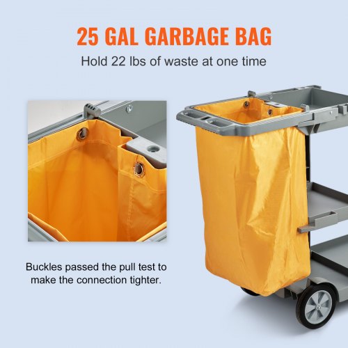 Cleaning Cart 3Shelf Commercial Janitorial Cart 200 lbs Capacity Plastic