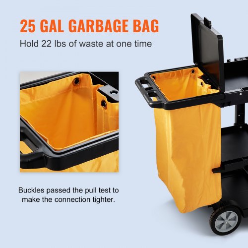 Cleaning Cart 3Shelf Commercial Janitorial Cart 200 lbs Capacity Plastic