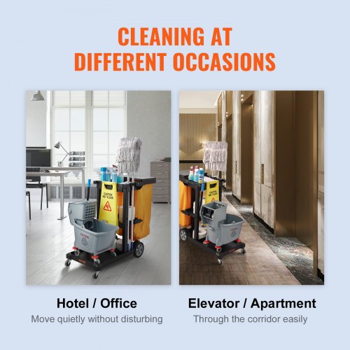 Cleaning Cart 3Shelf Commercial Janitorial Cart 200 lbs Capacity Plastic