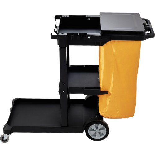 Cleaning Cart 3Shelf Commercial Janitorial Cart 200 lbs Capacity Plastic