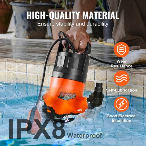 Utility Pump 1 HP 4000 GPH High Flow 31 ft Head Sump Pump Submersible