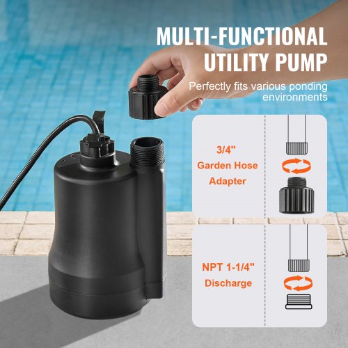 Utility Pump 13 HP 2450 GPH High Flow 30 ft Head Sump Pump Submersible
