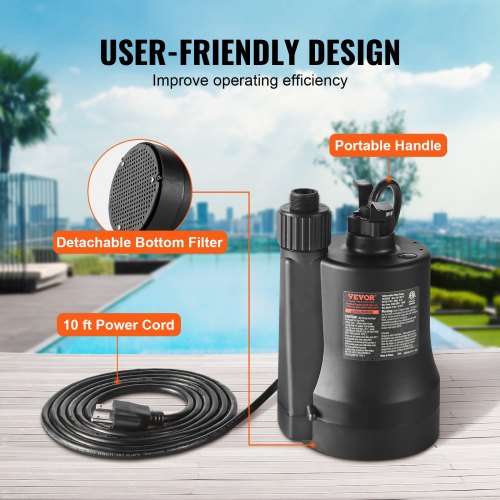 Utility Pump 13 HP 2450 GPH High Flow 30 ft Head Sump Pump Submersible