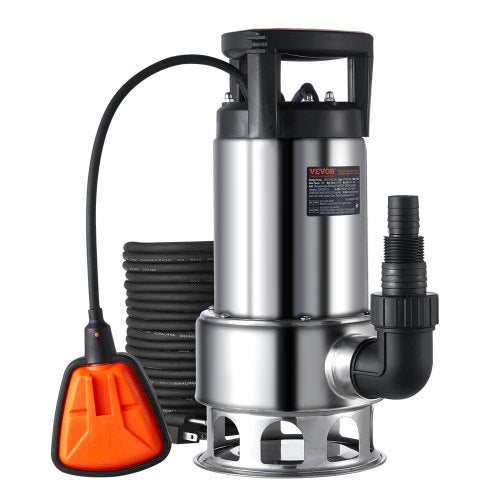 1HP Sump Pump 4020GPH 30FT Lift Stainless Steel Submersible Sludge Pump