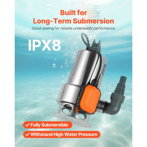 068 HP Submersible Sump Pump 4000 GPH Stainless Steel Submersible Sewage